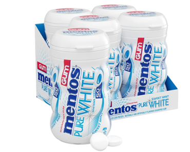 Mentos Pure White Sugar-Free Chewing Gum, Sweet Mint, 50 Piece, Pack of 4 – Just $8.61!