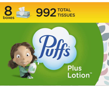 Puffs Plus Lotion Facial Tissues, 8 Family Boxes, 124 Tissues per Box – Just $10.29!