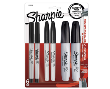 Sharpie Permanent Markers Variety Pack – Fine, Ultra-Fine, and Chisel-Point Markers, Black, 6 Count – Just $4.40!