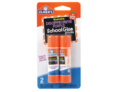 Elmer’s Disappearing Purple Washable School Glue Sticks, 2 Count – Just $.50! Grab the school supplies!