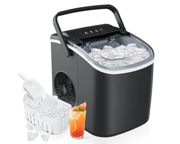 24H Countertop Ice Maker Machine, 26 lbs, 9 Bullet-Shaped Ice in 6 Min – Just $59.99!