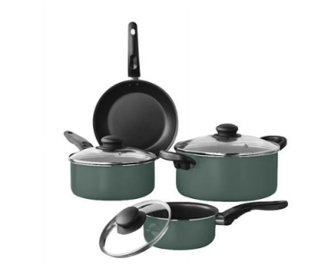 Mainstays 7 Piece Non-Stick Cookware Set in Green Sage – Just $14.97!