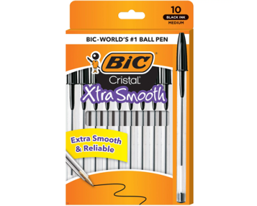 BIC Cristal Xtra Smooth Stic Ball Pen – Black, Blue or Red – 10 Pack – Just $1.27! Grab the school supplies!