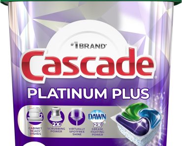 Cascade Platinum Plus Dishwasher ActionPacs Dish Pods (52 Count) – Only $14.72!