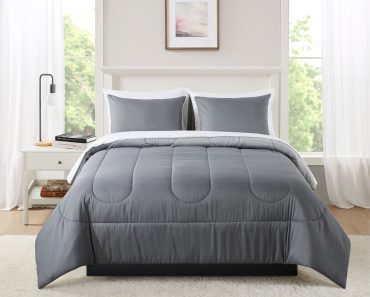 Mainstays 7 Piece Reversible Bed in a Bag Comforter Set with Sheets, Grey – Only $19.98!