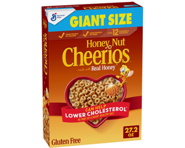 Honey Nut Cheerios Cereal, Limited Edition Happy Heart Shapes, Giant Size Box – Just $3.49!