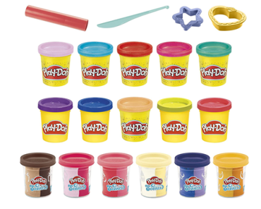 Play-Doh Sparkle and Scents Variety Pack of 16 Cans of Modeling Compound and 4 Tools – Just $7.99!