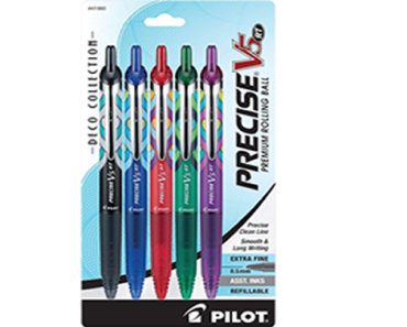 Pilot Precise V5 RT Deco Collection, Extra Fine Point, Pack of 5 – Just $5.89!