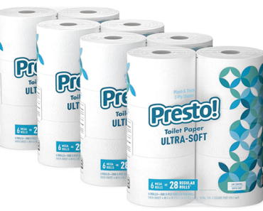 Amazon Brand Presto! 308-Sheet Mega Roll Toilet Paper, Ultra-Soft, 24 Count – Just $26.70!