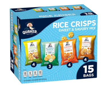 Quaker Rice Crisps, 4 Flavor Sweet and Savory Variety Mix, 15 count – Just $6.69!