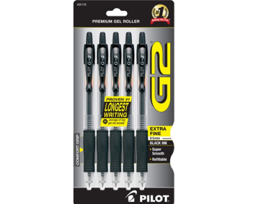 Pilot G2 Retractable Gel Pens, Bold Point, Black Ink, 5 Pack – Just $5.94!