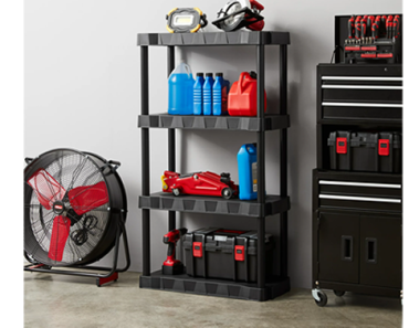 Hyper Tough 13.88″D x 30″W x 56.2″H 4 Shelf Plastic Garage Shelves – Just $29.98!