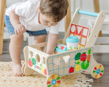 Melissa & Doug Wooden Shape Sorting Grocery Cart Push Toy – Only $26.24!