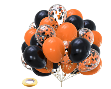 60 Pieces 12inch Matte Black, Confetti and Orange Halloween Balloons – Just $6.99!