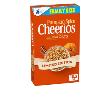 Cheerios Pumpkin Spice Breakfast Cereal, Family Size, 18.5oz – Just $3.99!