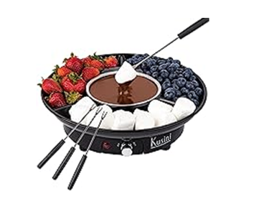 Electric Fondue Pot Set – Temperature Control, Detachable Serving Trays, & 4 Roasting Forks – Just $26.99!