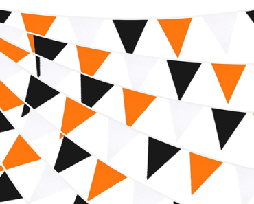 32Ft Orange Black White Fabric Halloween Pennant Banner  – Just $14.99!