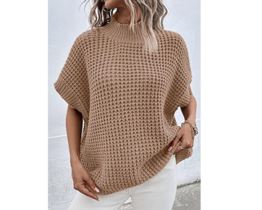 Oversized Short Batwing Sleeve Mock Neck Sweater – Just $20.47! Prime Big Deal Days 2024!