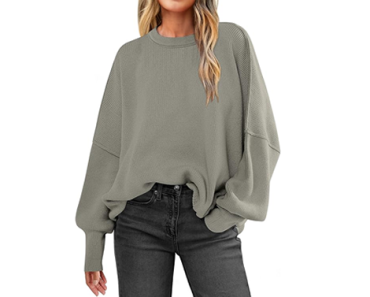 Crewneck Batwing Long Sleeve Oversized Side Slit Ribbed Knit Pullover Sweaters – Just $28.03! Prime Big Deal Days 2024!