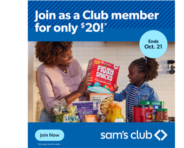 Save 60% on a new Sam’s Club Membership! Get a 1 year membership for just $20.00!