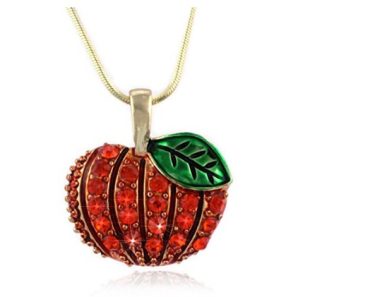 Pumpkin Rhinestone Pendant Necklace – Just $10.99!