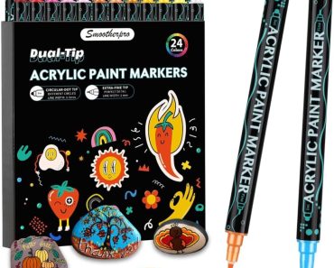 SMOOTHERPRO Acrylic Paint Pens, 24 Colors – Only $7.82!