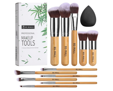 11 Piece Bamboo Synthetic Kabuki Makeup Brush Set – Just $8.99!