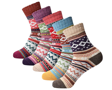 5 Pairs Vintage Style Warm Wool Crew Socks – Just $6.49!