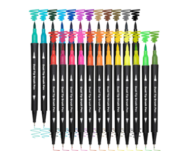 24 Colored Dual Brush Marker Pens, Fine Point and Brush Tip – Just $5.49!