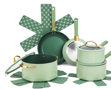 Thyme & Table Granite 12-Piece Cookware Set Non-Stick – Green – Just $49.00!