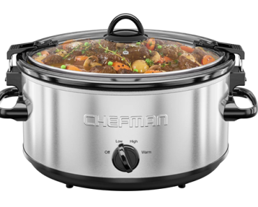 Chefman 6 Qt. Slow Cooker w/ Locking Lid and Three Heat Settings – Stainless Steel – Just $25.00! Think Thanksgiving!