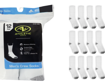 Athletic Works Men’s Crew Socks 12 Pack – Just $9.98!