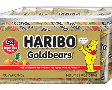 HARIBO Gummy Bears, 22.8 Ounce Tub (54 Treat Size Packs) – Only $6.75!