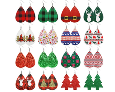 24 Pairs Faux Leather Christmas Earrings – Just $12.99!