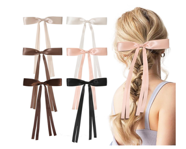 Hair Ribbon Soft Bows on Barrettes – 6 Pack – Just $4.99! In Time for Christmas!