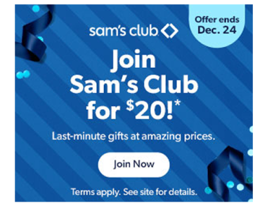 Save 60% on a new Sam’s Club Membership! Get a 1 year membership for just $20.00!