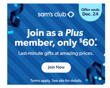 Get $50 off a Sam’s Club Plus Membership! That’s only $60!