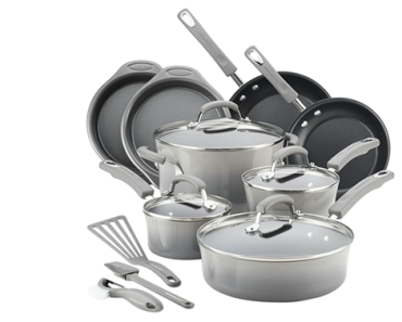 Rachael Ray 15-Piece Hard Enamel Aluminum Nonstick Cookware Set- Just $69.00!