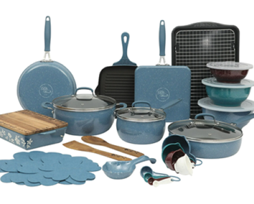 The Pioneer Woman Speckle Denim 34-Piece Aluminum Cookware Combo Set – Just $78.00!