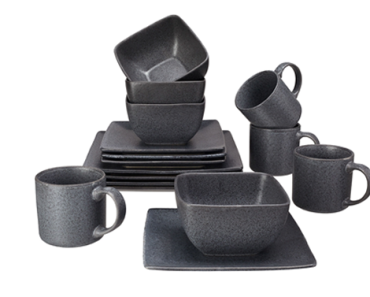 Better Homes & Gardens- Dark Gray Square Stoneware 16-Piece Set – Just $18.39!