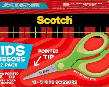 Scotch 5″ Soft Touch Blunt Tip Kids Scissors, 12 Count – Only $7.76!