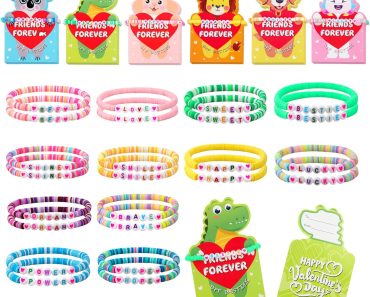 Friendship Bead Bracelet with Valentines Day Cards (24 Count) – Only $11.99!