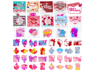 Prefilled Valentines Cards with Pop Fidget Toys – 90 Pieces – Just $12.99!