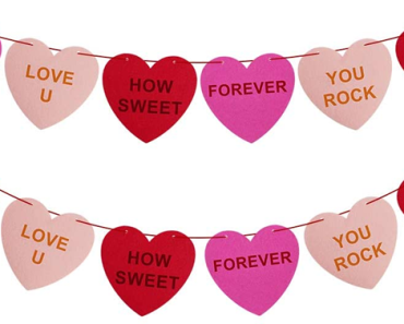 Felt Conversation Heart Garland Banner for Valentine’s Day – 2 Pack – Just $7.99!