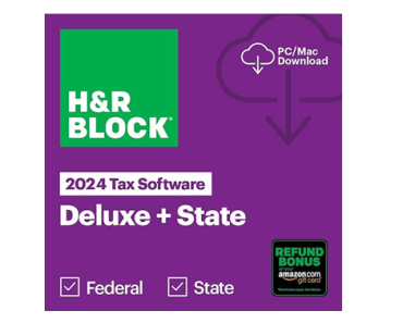 H&R Block Tax Software Deluxe + State 2024 with Refund Bonus Offer – Amazon Exclusive – PC Download – Just $29.99!