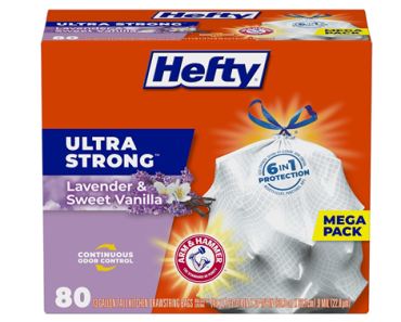 Hefty Ultra Strong Tall Kitchen Trash Bags, Lavender & Sweet Vanilla Scent, 13 Gallon, 80 Count – Just $8.97!