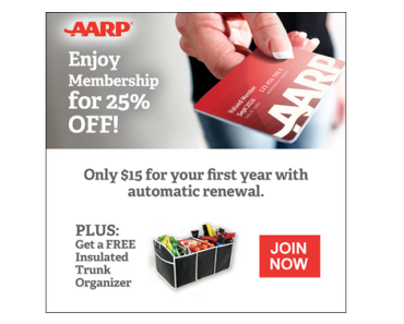 AARP for $15 + Get a Free Insulated Trunk Organizer!