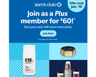 Get $50 off a Sam’s Club Plus Membership! That’s only $60!