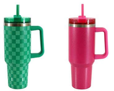 Mainstays 40 oz Stainless Steel Tumbler with Straw and Handle, Double Wall Insulated – Just $9.97!