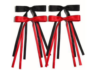 4 Red & Black Ribbon Bowknot Hair Clips – Just $6.99! In Time for Valentine’s Day!